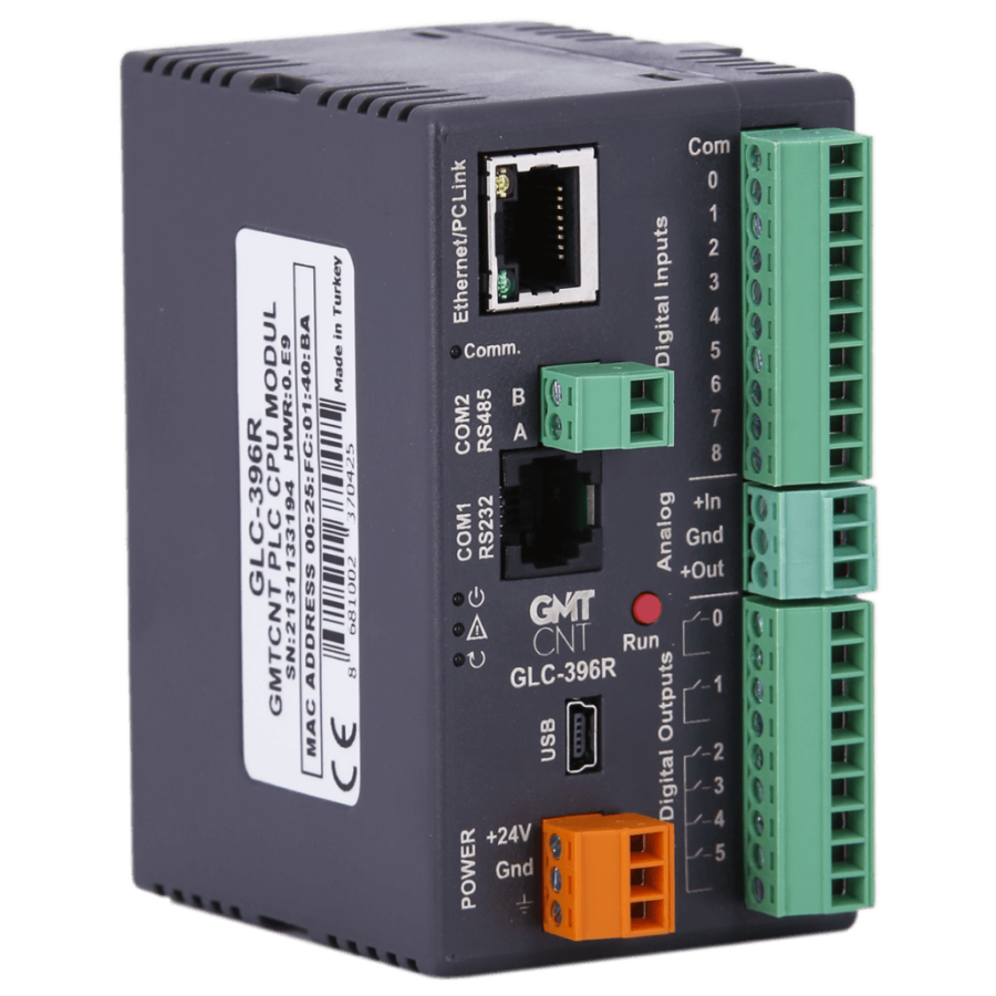 [GLC-396R] GMT GLC-396R 9 GİRİŞLİ/6RÖLE ÇIKIŞLI 24VDC PLC CPU MODÜLÜ