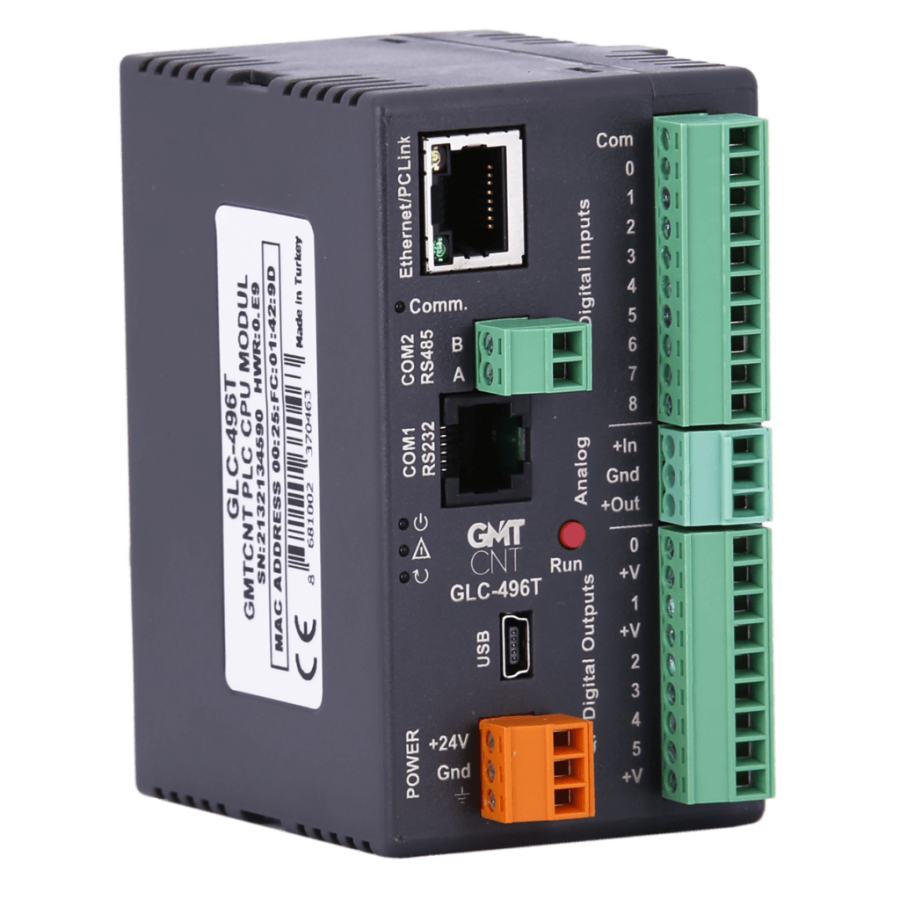 [GLC-496T] GMT GLC-496T 9 GİRİŞLİ/6TRANSİSTÖR ÇIKIŞLI 24VDC PLC CPU MODÜLÜ
