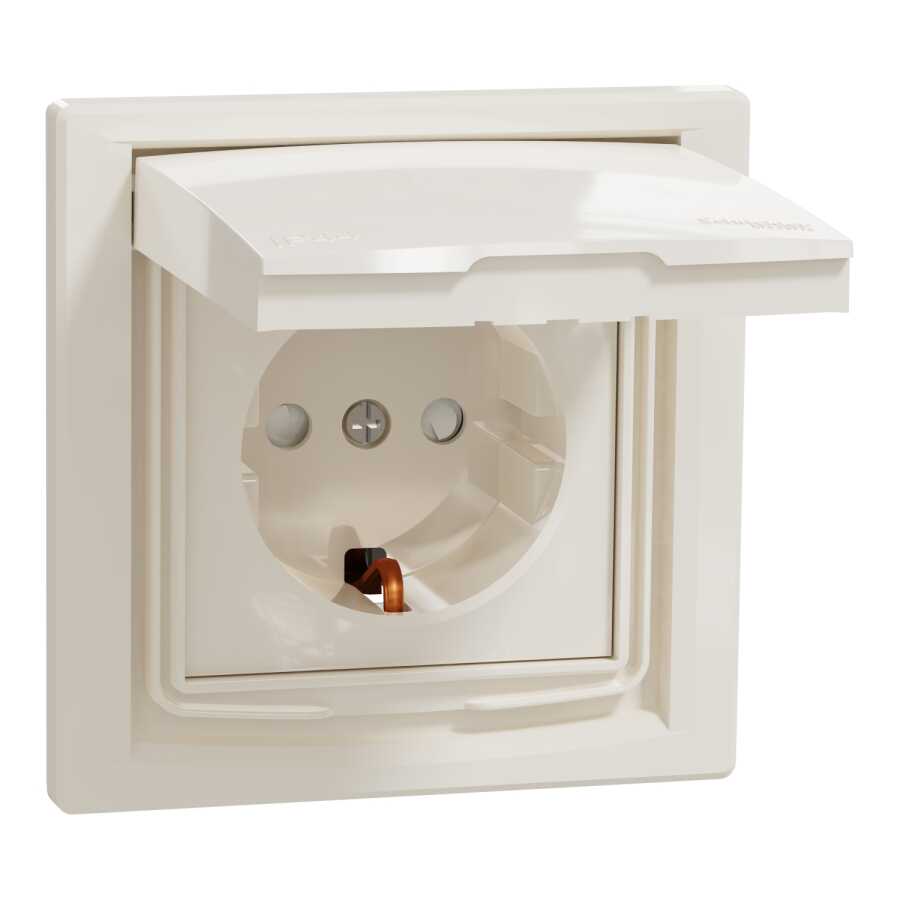 [EPH3100323] SCHNEIDER EPH3100323 IP44 ASFORA KREM ÇOÇUK KORUMALI KAPAKLI TOPRAKLI PRİZ