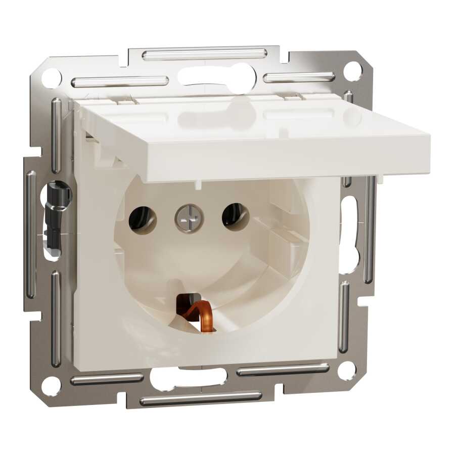 SCHNEIDER EPH3170123 ASFORA KREM ÇERÇEVESİZ KAPAKLI TOPRAKLI PRİZ