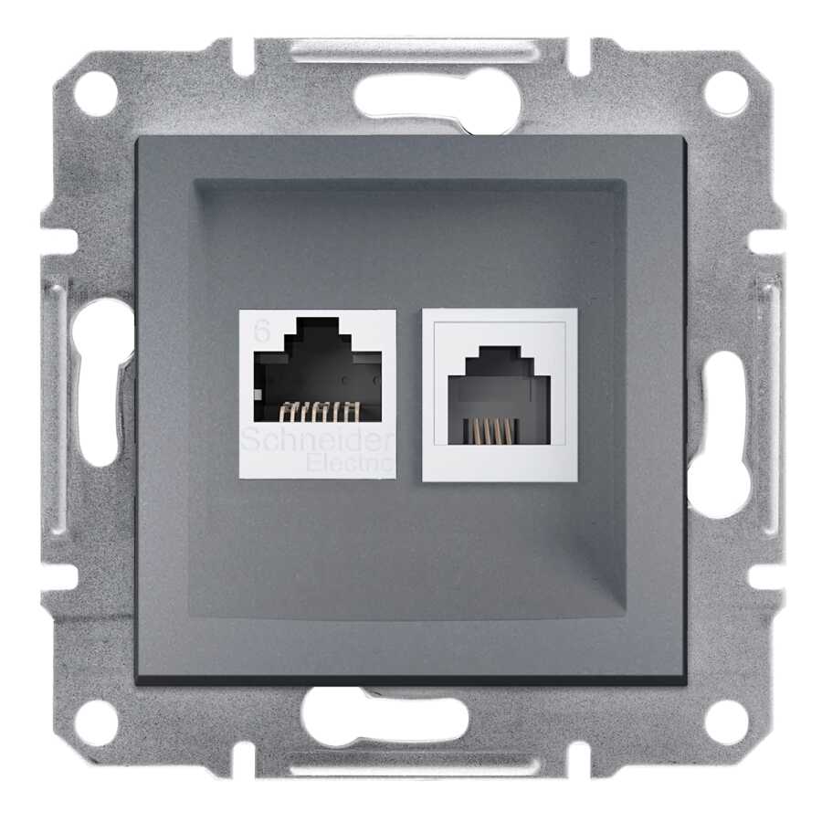 [EPH5200162] SCHNEIDER EPH5200162 ASFORA ÇELİK ÇERÇEVESİZ RJ11 1RJ45 CAT6 UTP TELEFON DATA PRİZİ
