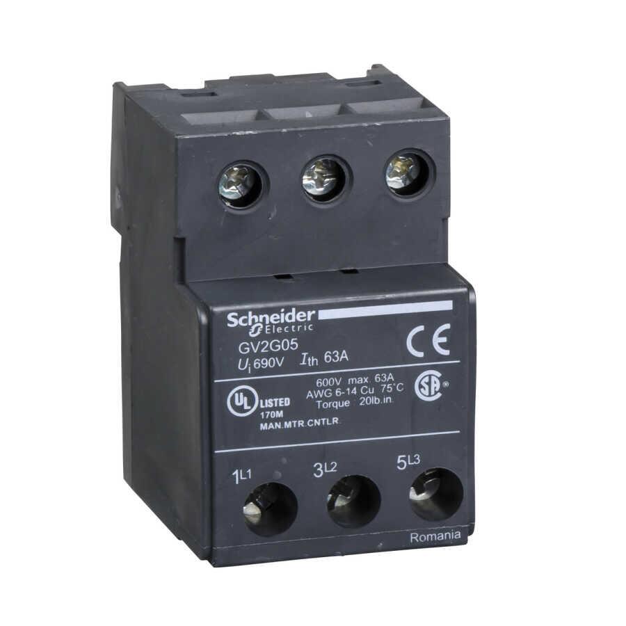 [GV2G05] SCHNEIDER GV2G05 GV2 3P 63A 1 Lİ BESLEME BARA GİRİŞİ YANINA MONTAJ