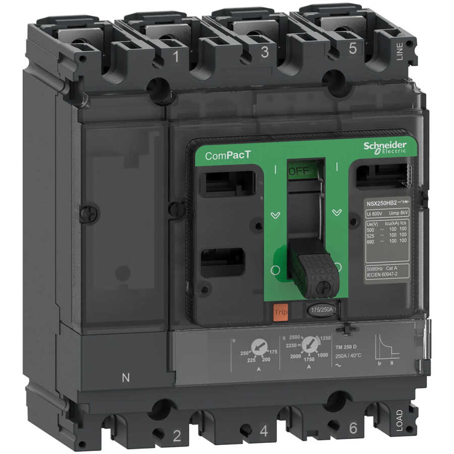 SCHNEIDER C10F4TM080 NSX100F 36kA 4P/4D 80A TMD COMPACT ŞALTER