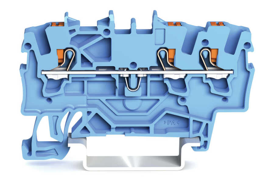 WAGO 2201-1304 1,5 MM MAVİ 3 İLETKENLİ PUSH BUTON GEÇİŞ KLEMENSİ