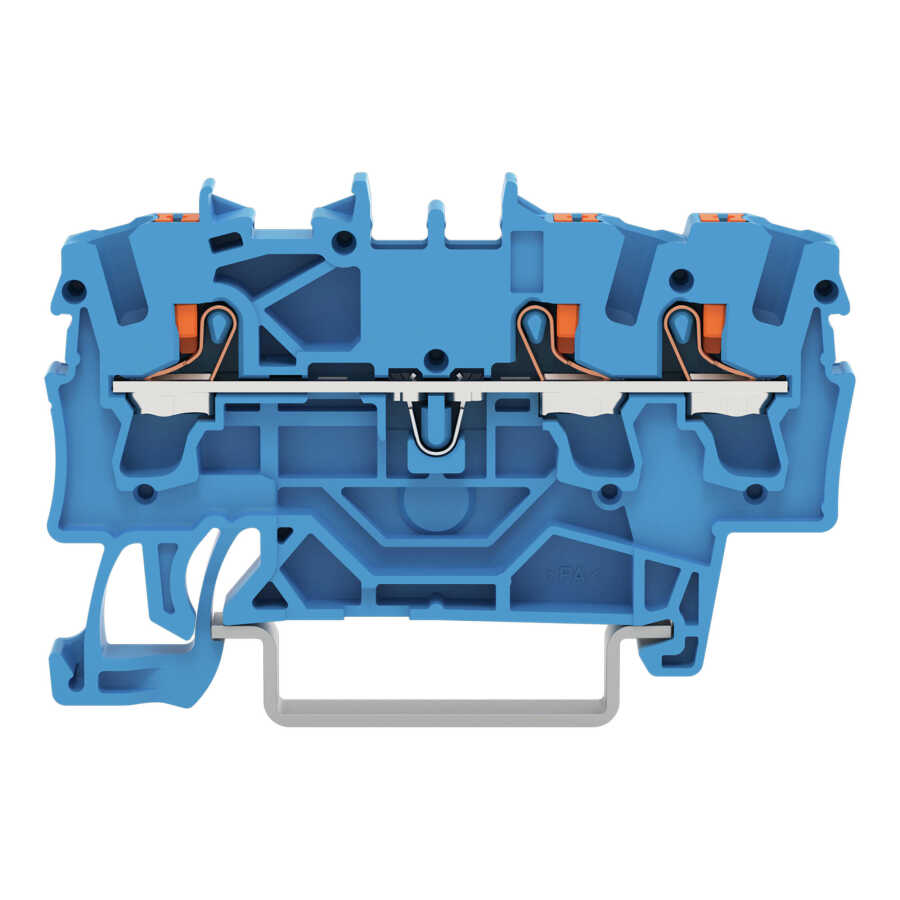 WAGO 2202-1304 2,5 MM MAVİ 3 İLETKENLİ PUSH BUTON GEÇİŞ KLEMENS
