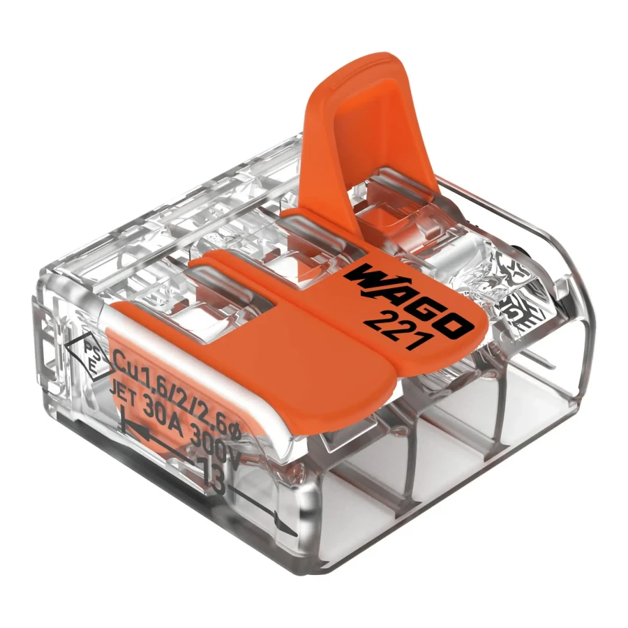 [221-613] WAGO 221-613 3 GİRİŞ 6 MM BUAT KLEMENSİ TURUNCU KOLLU