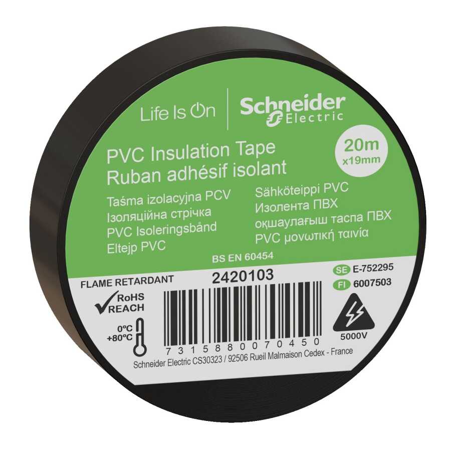 [2420103] SCHNEIDER 2420103 19*20 İZOLEBANT SİYAH (20 MT)