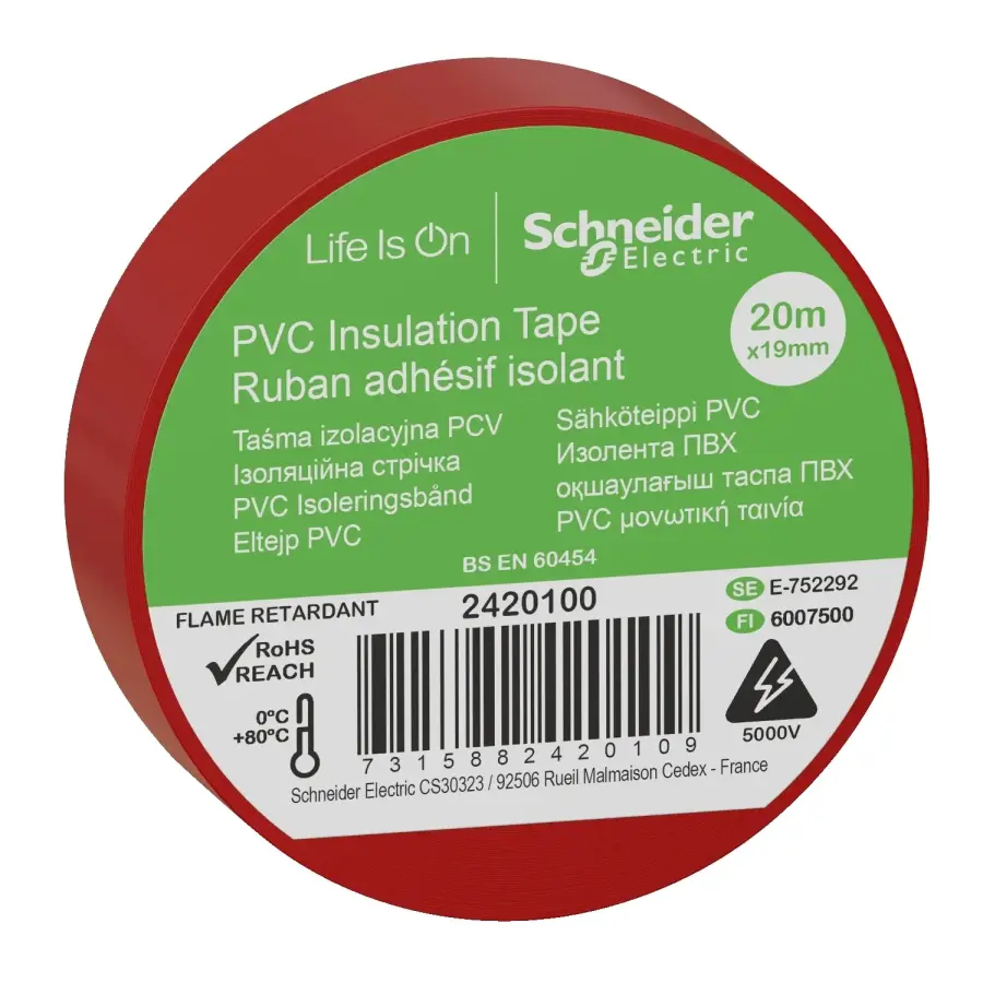 SCHNEIDER 2420100 19*20 İZOLEBANT KIRMIZI (20 MT)
